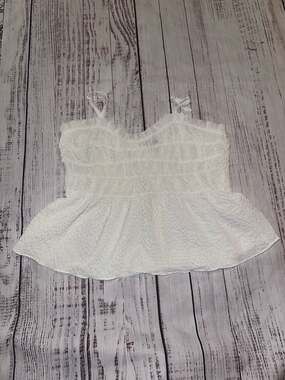 Versona White Smocked Peplum Y2k Babydoll Cami Tank Top-M